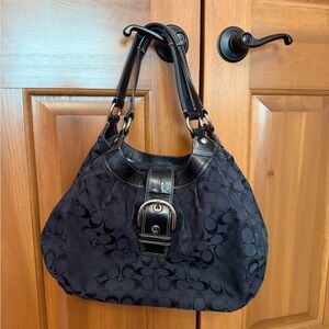 Coach signature jacquard hobo shoulder bag